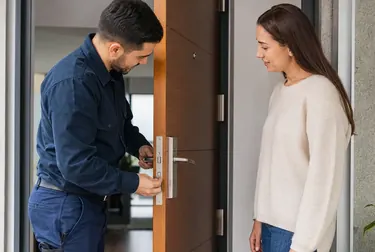 Chaveiro utilizando ferramentas para abrir uma porta no Crato.